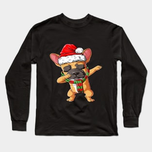 Dabbing French Bulldog Santa Christmas Gifts Kids Boys Xmas Long Sleeve T-Shirt